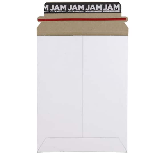 JAM Paper 6" x 8" White Flat Photo Mailer Peel & Seal Closure Envelopes, 6ct.